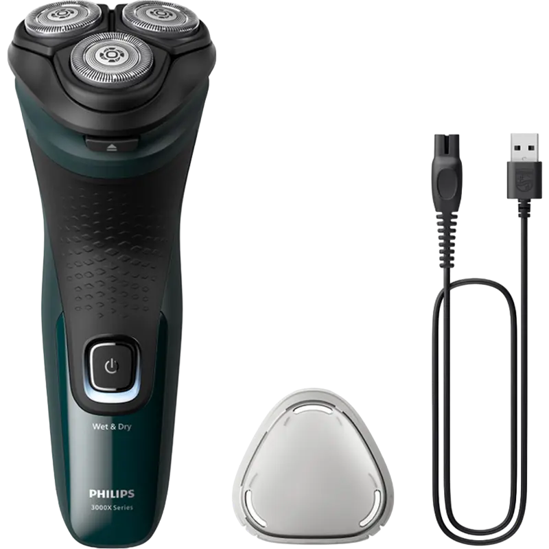 Электробритва мужская Philips 3000X Series Черный | Зелёный