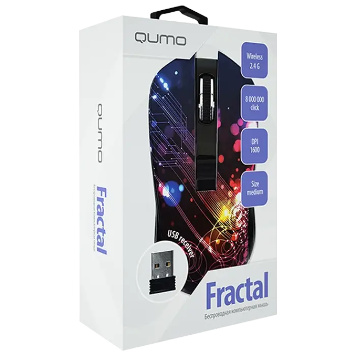 Беcпроводная мышь QUMO Fractal Беспроводное Разноцветный