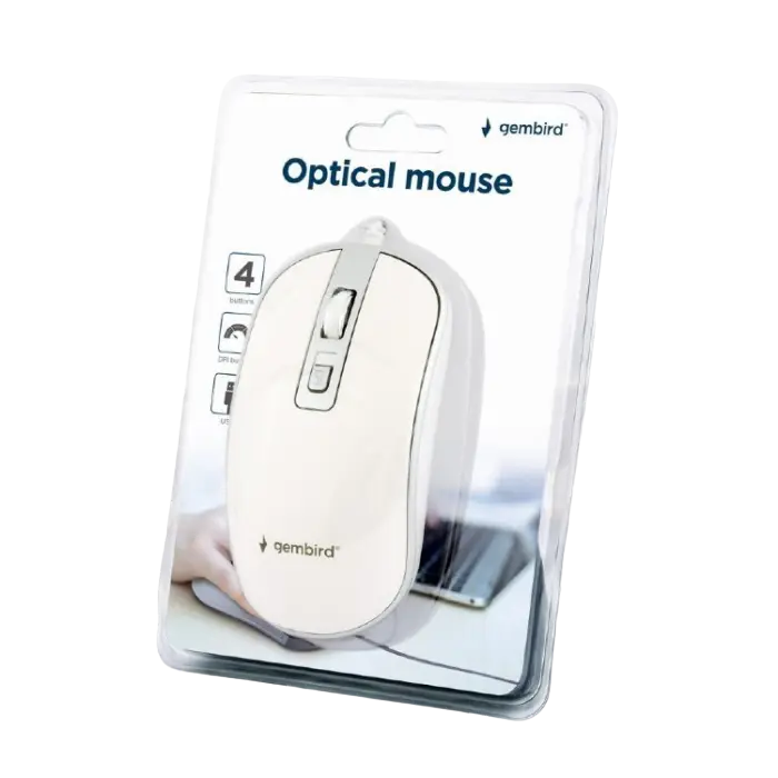 Мышь Gembird MUS-4B-06-WS Проводное Белый/Серебристый