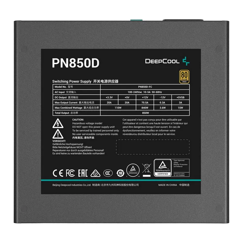 Tip Блок питания для компьютеров Deepcool GamerStorm PN850D ATX Черный