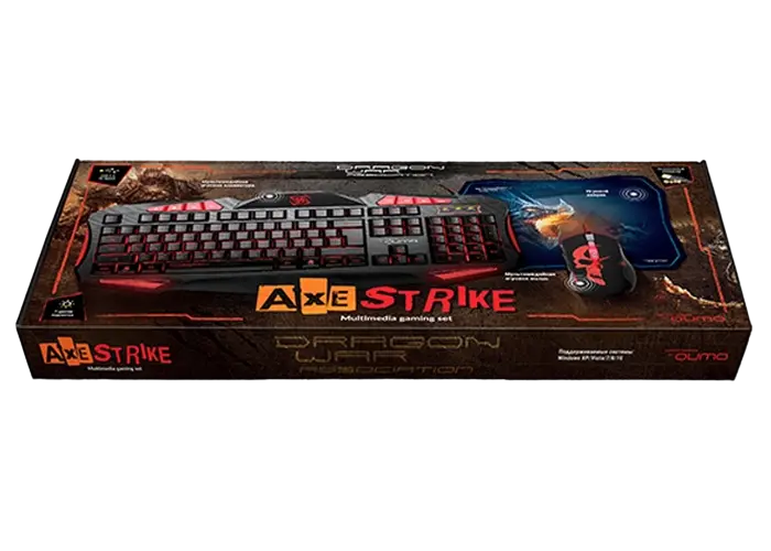 Set Tastatură + Mouse + Mouse Pad QUMO Axe Strike Membrană Negru
