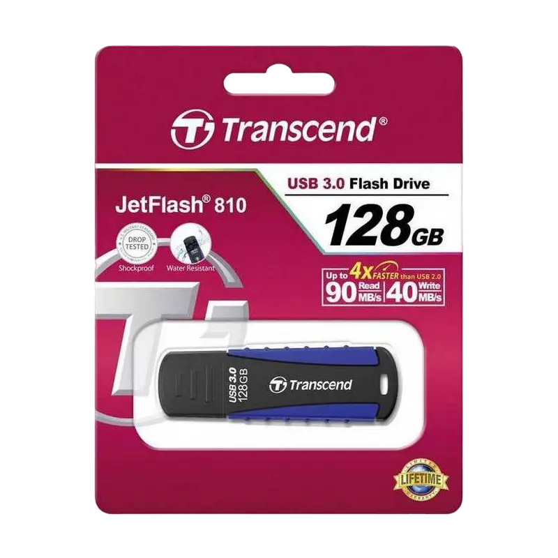 USB Flash накопитель Transcend JetFlash 810 128ГБ Черный/Синий