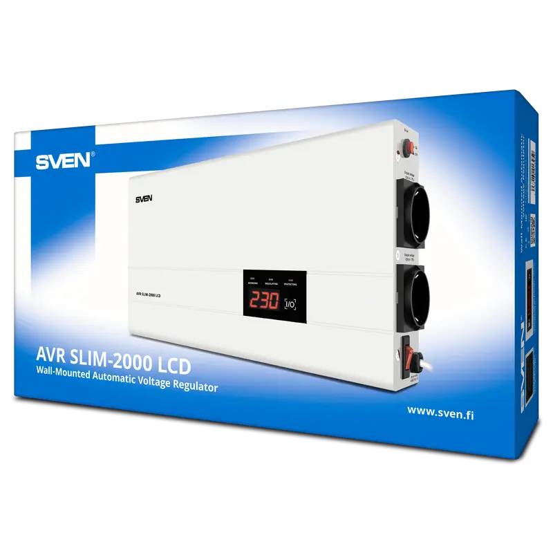 Стабилизатор напряжения SVEN SLIM AVR-2000 LCD Белый