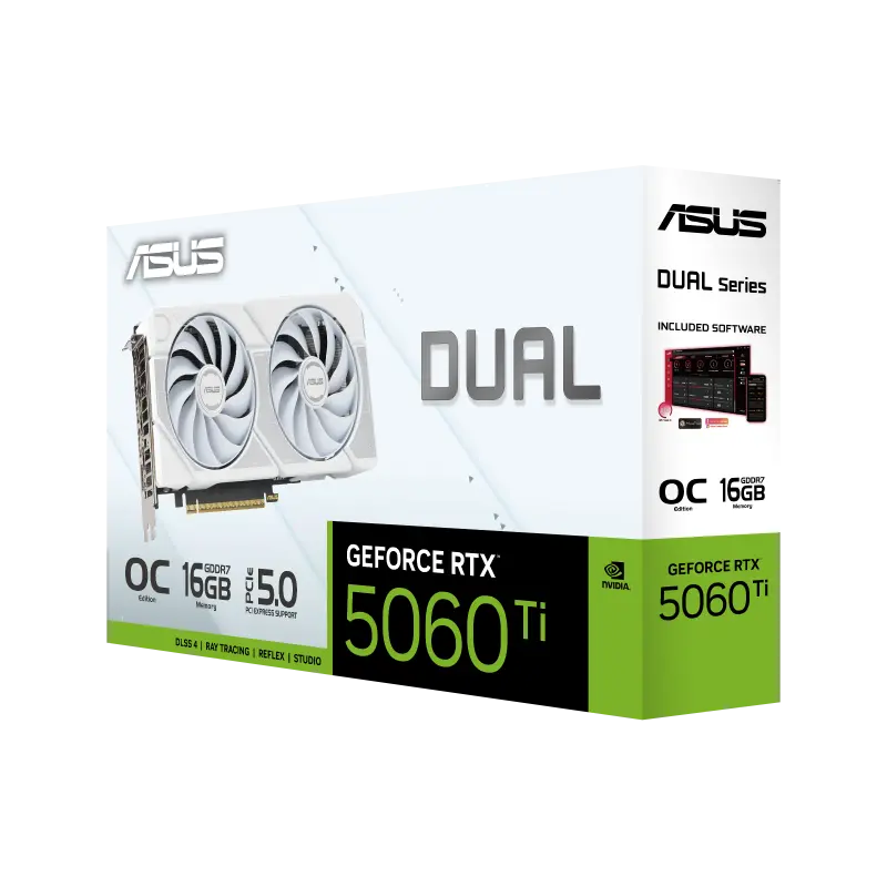 Видеокарта ASUS Dual GeForce RTX 5060 Ti White OC