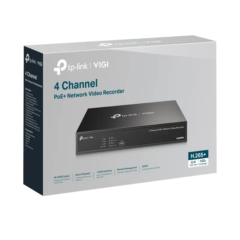 Видеорегистратор TP-LINK VIGI NVR1004H-4P Черный