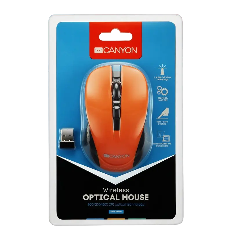 Беcпроводная мышь Canyon MW-1 Беспроводное Оранжевый