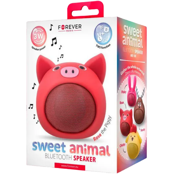 Boxă portabilă Forever Animal Pig Rose Roz