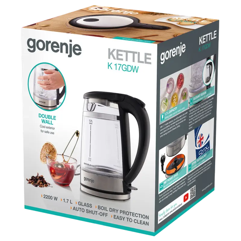 Электрочайник Gorenje K17GDW Чёрный
