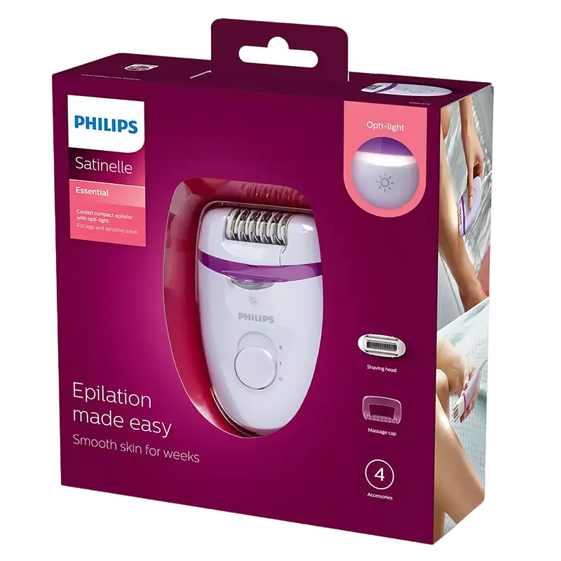 Эпилятор Philips Satinelle Essential Белый | Фиолетовый
