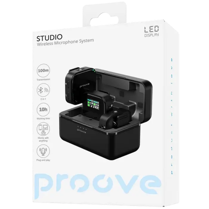 Портативный записывающий микрофон Proove Studio Беспроводной Черный