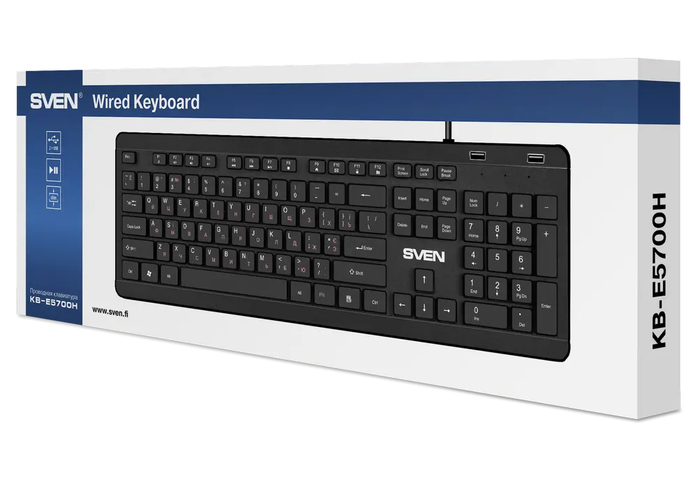 Клавиатура SVEN KB-E5700H Мембрана Черный