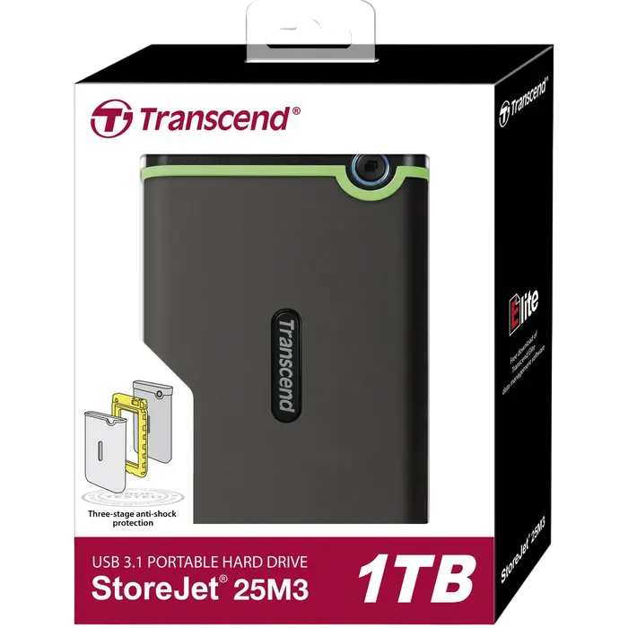 Внешний портативный жесткий диск Transcend StoreJet 25M3S 1 ТБ Iron Gray
