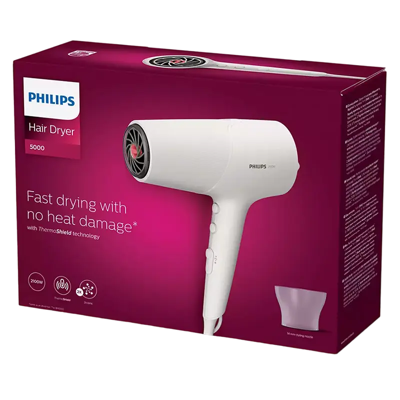 Uscător de păr Philips 5000 Series Alb