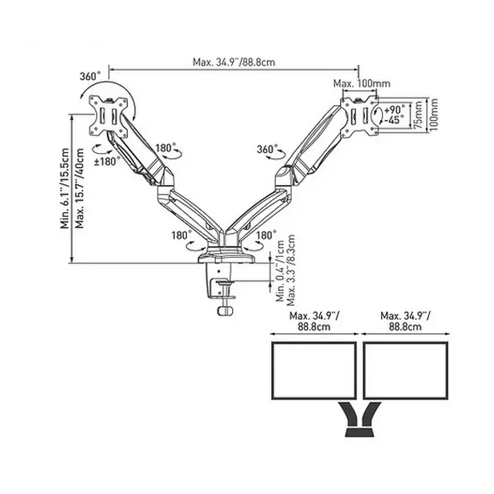 Настольный кронштейн для монитора BARKAN M142P Черный