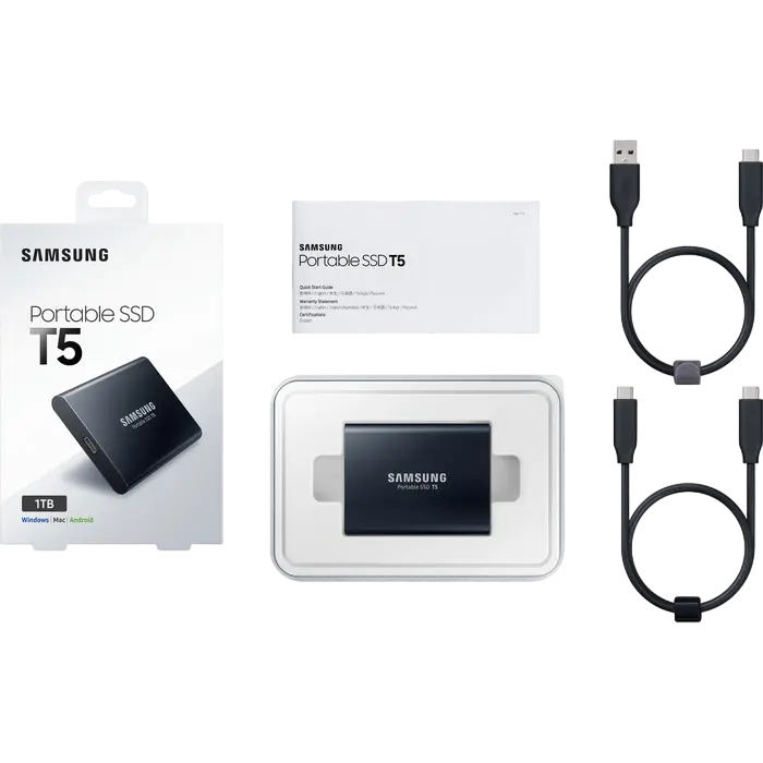Внешний портативный SSD накопитель Samsung T5 1 ТБ Чёрный