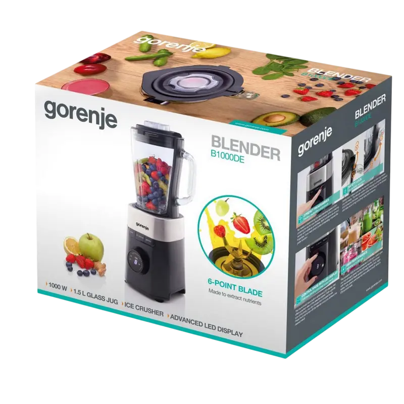 Стационарный блендер Gorenje B1000DE Чёрный | Серебристый