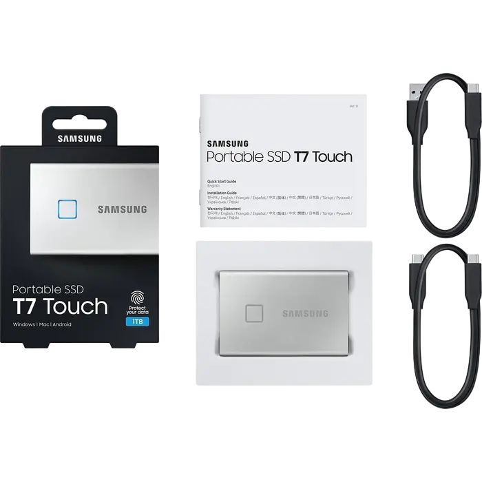 Внешний портативный SSD накопитель Samsung T7 Touch 1 ТБ Белый
