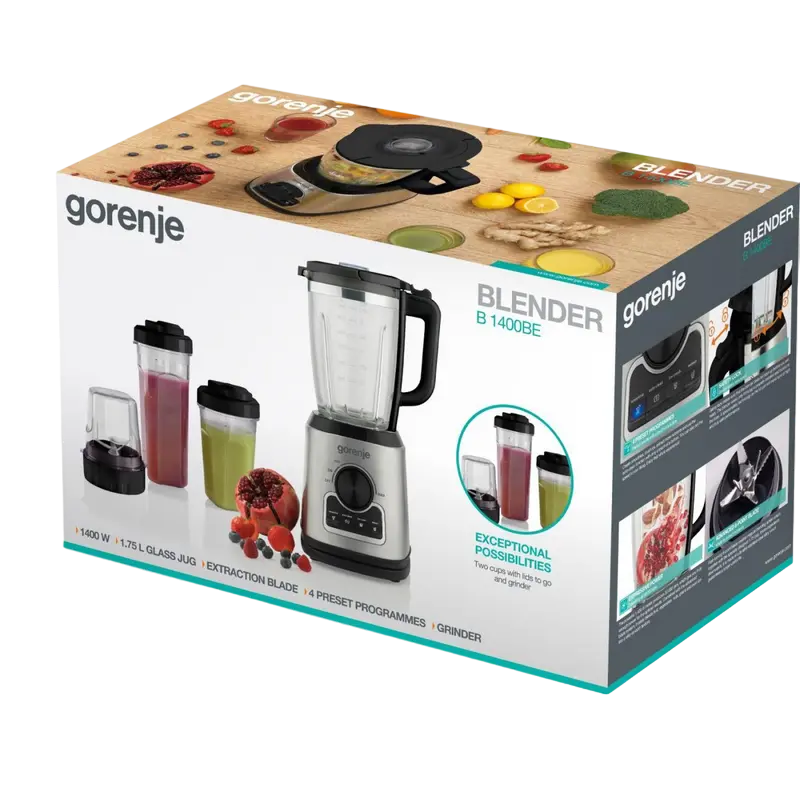 Стационарный блендер Gorenje B1400BE Чёрный | Нержавеющая сталь