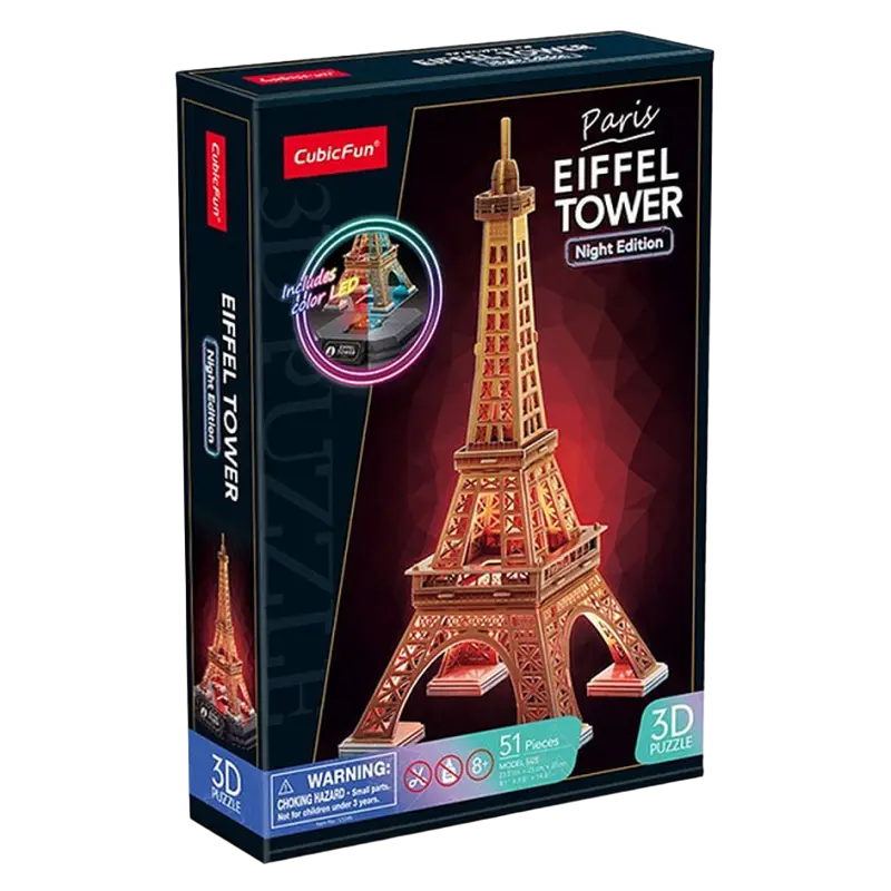 Puzzle 3D CubicFun Eiffel Tower Multicolor