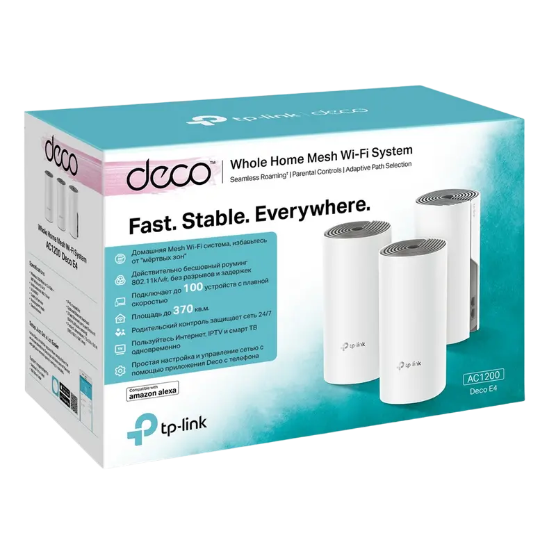 Домашняя Mesh Wi-Fi система TP-LINK Deco E4 (3-pack) Белый