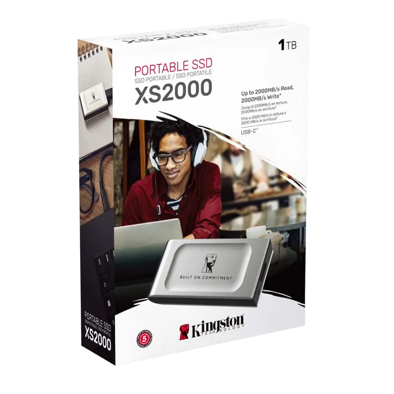 Внешний портативный SSD накопитель Kingston XS2000 BoC 1 ТБ Серебристый