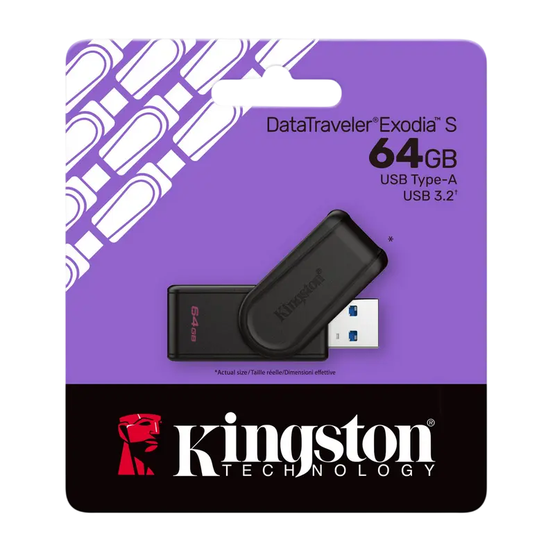 USB Flash накопитель Kingston DataTraveler Exodia S 64ГБ Чёрный