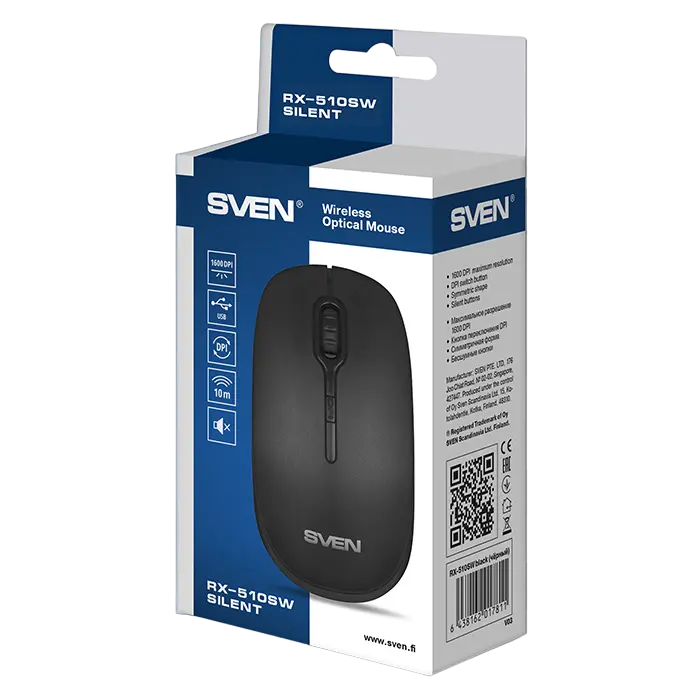 Беcпроводная мышь SVEN RX-510SW Silent Беспроводное Чёрный