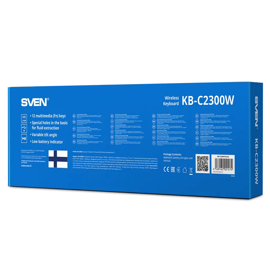 Клавиатура SVEN KB-C2300W Мембрана Черный