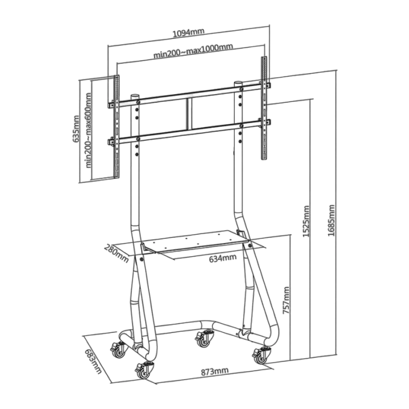 Кронштейн для телевизора Reflecta 105P-Shelf 60-105 Черный