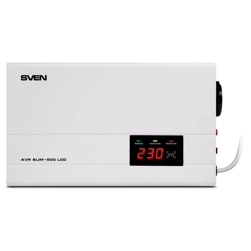 Стабилизатор напряжения SVEN SLIM AVR-500 LCD Белый