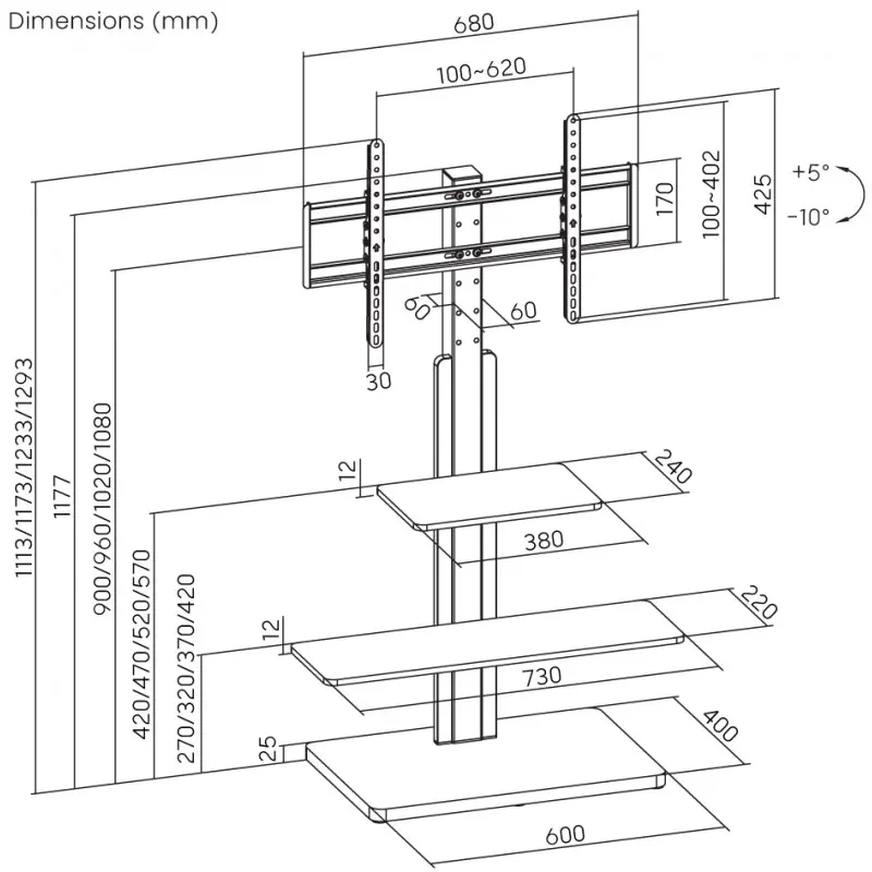 Кронштейн для телевизора Reflecta Elegant 75BWS2 Черный