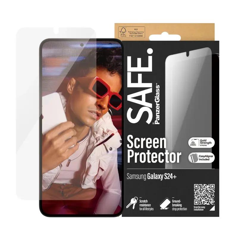 Защитное стекло PanzerGlass Samsung Galaxy S24+ Tempered Glass UWF SAFE. Прозрачный