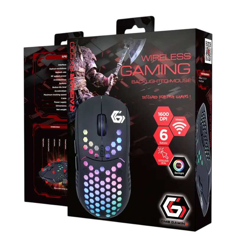 Игровая мышь Gembird RAGNAR-WRX501 Беспроводное Чёрный