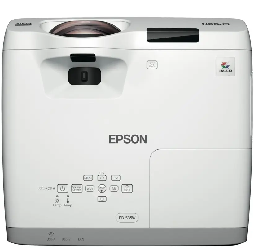 Короткофокусный проектор Epson EB-535W LCD: 3 х 0.59" P-Si TFT Белый
