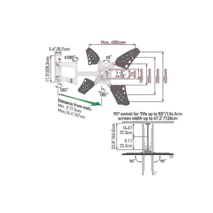 Suport pentru televizor BARKAN 3400LW Alb