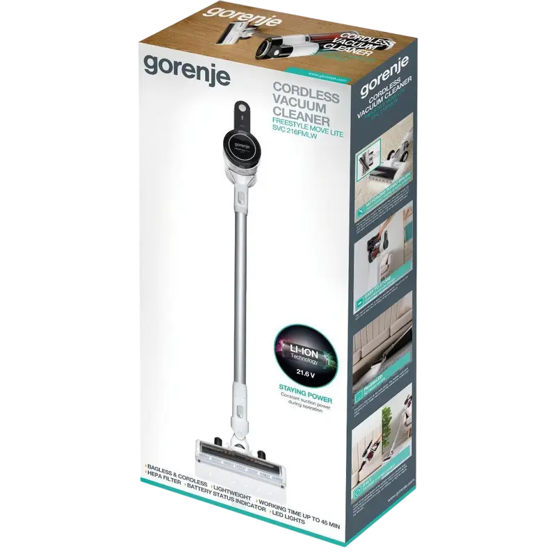 Вертикальный Пылесос Gorenje SVC216FMLW Белый
