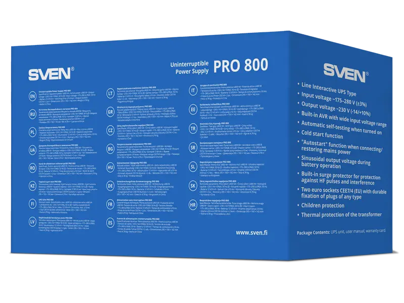 Sursă de alimentare neîntreruptibilă SVEN Pro 800 Negru