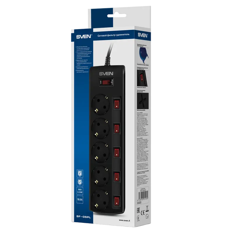 Сетевой фильтр SVEN SF-05PL Черный