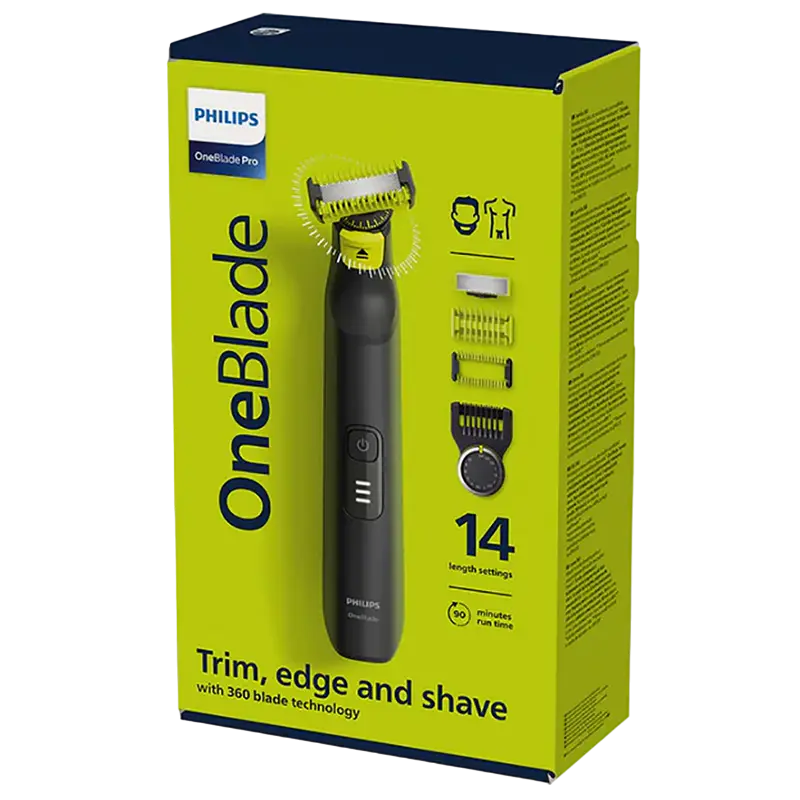 Мужской Триммер Philips OneBlade Pro 360 Черный | Зелёный
