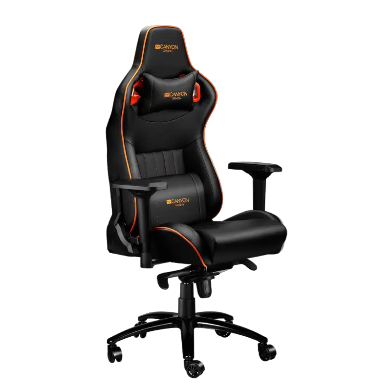 Scaun Gaming Canyon Corax PU Piele Negru/Portocaliu