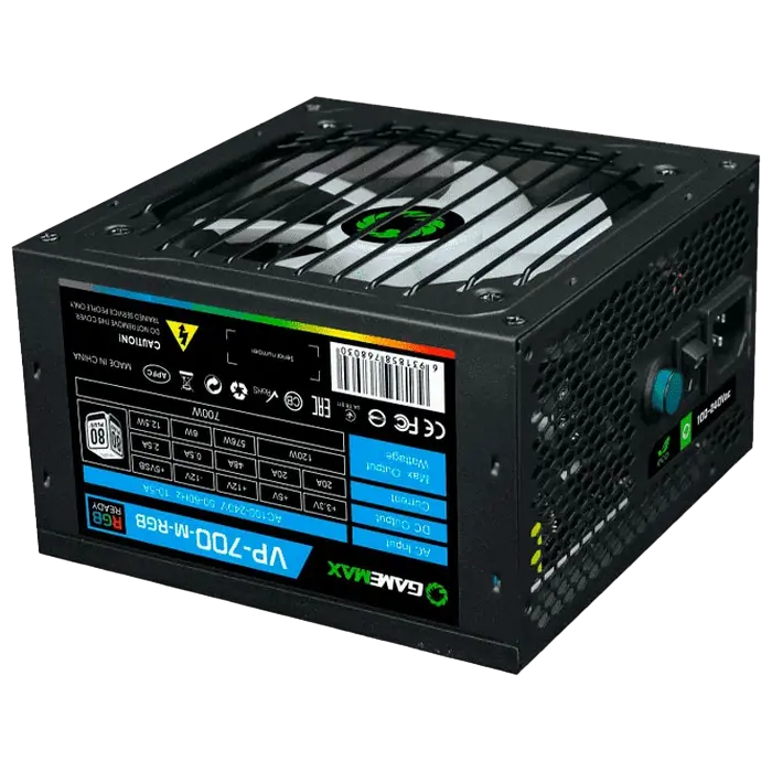 Tip Блок питания для компьютеров Gamemax VP-700-RGB-M ATX Черный