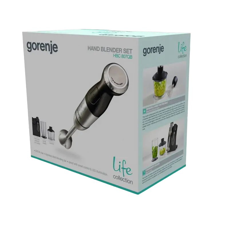 Погружной блендер Gorenje HBC807QB Черный Серебристый