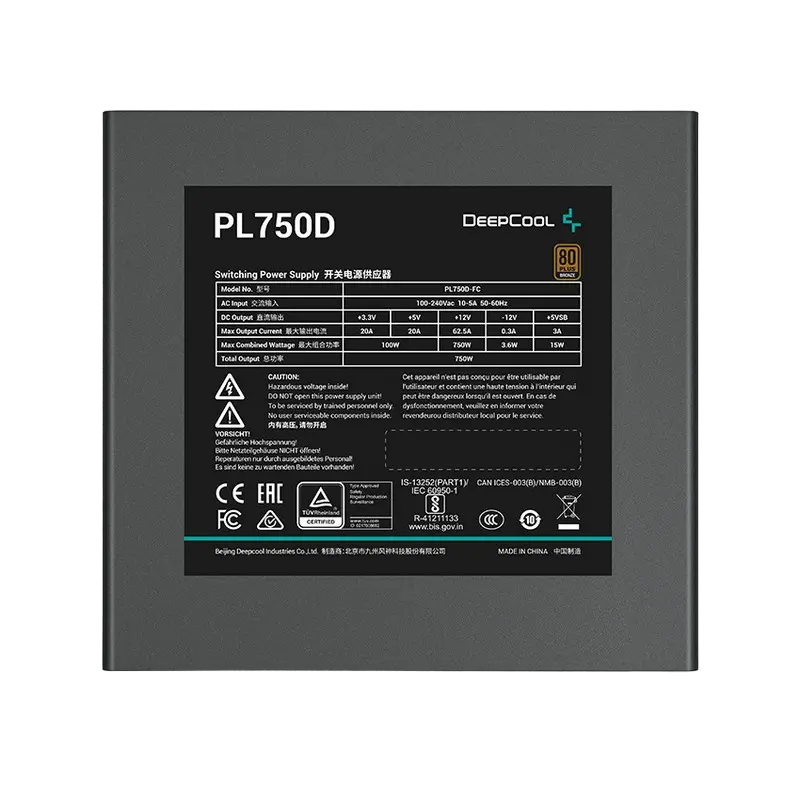 Tip Блок питания для компьютеров Deepcool PL750D ATX Черный