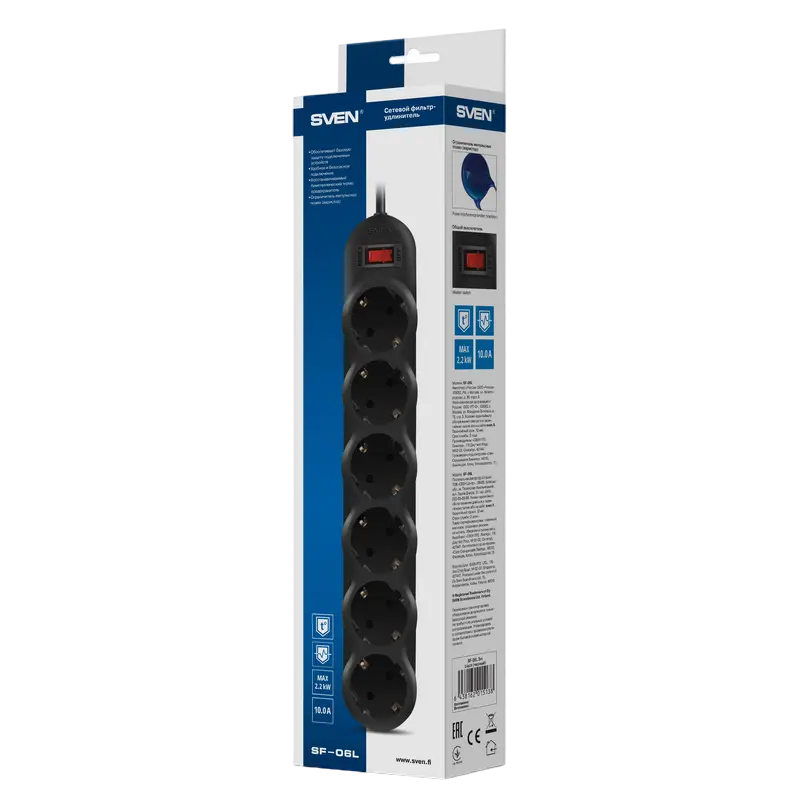 Prelungitor electric SVEN SF-06L Negru