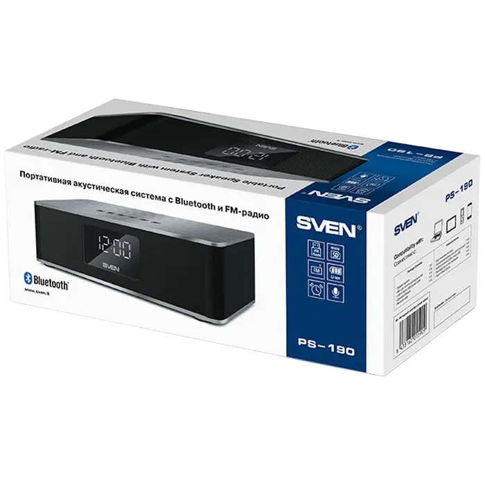 Портативная колонка SVEN PS-190 Черный/Серебристый