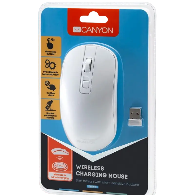 Mouse Wireless Canyon MW-18 Fără fir Alb
