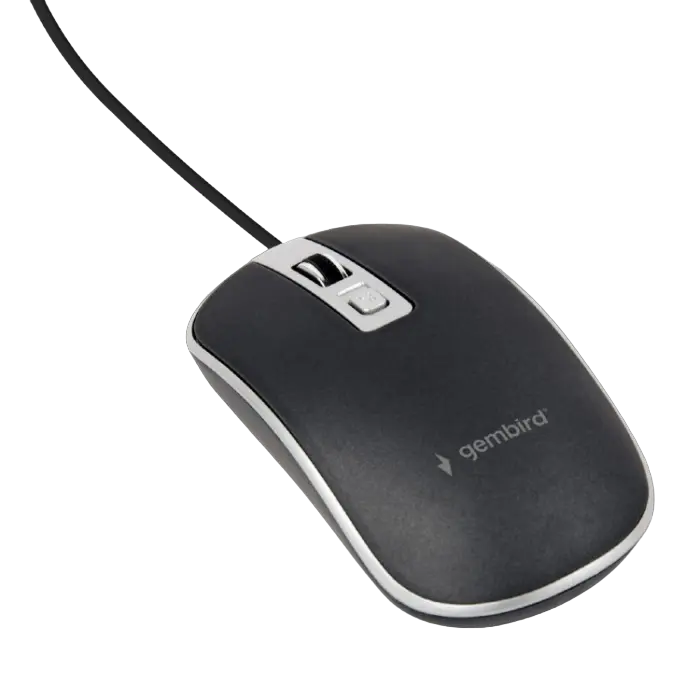 Мышь Gembird MUS-4B-06-BS Проводное Черный/Серебристый