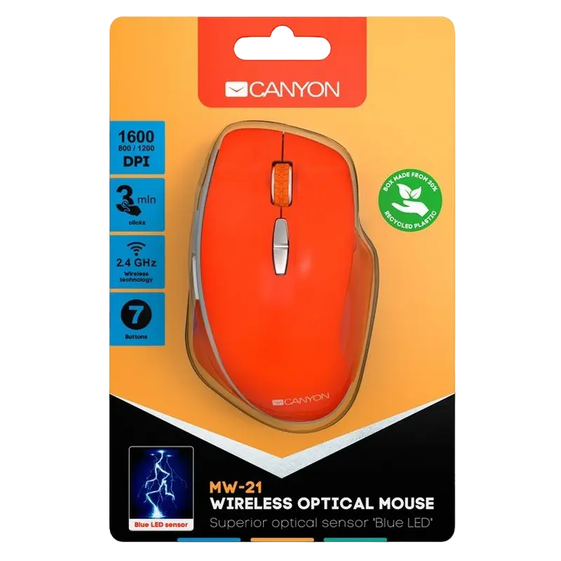 Беcпроводная мышь Canyon MW-21 Беспроводное Красный