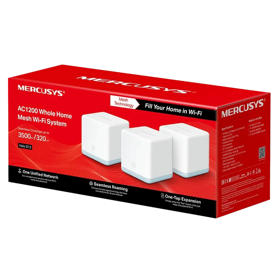 Sistem Wi-Fi Mesh MERCUSYS Halo S12(3-pack) Alb