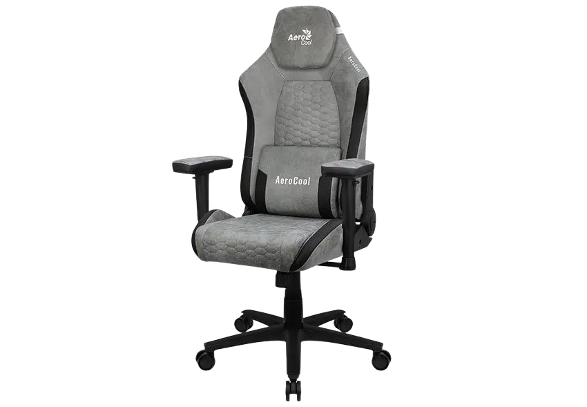 Scaun Gaming AeroCool Crown AeroSuede PU Piele Gri